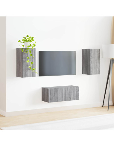 Set mobile TV 2 pcs Grigio Sonoma Legno multistrato
