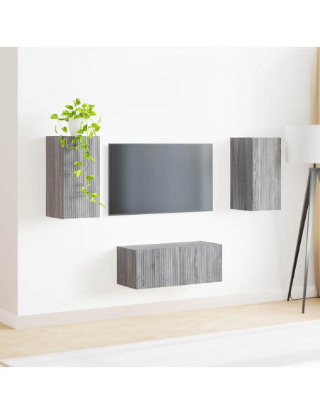 Set mobile TV 2 pcs Grigio Sonoma Legno multistrato