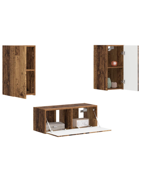 Set mobile TV 2 pcs Legno vecchio Legno multistrato