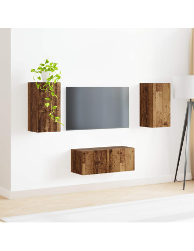 Set mobile TV 2 pcs Legno vecchio Legno multistrato