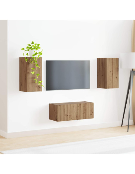 Set mobile TV 2 pcs Rovere artigianale Legno multistrato