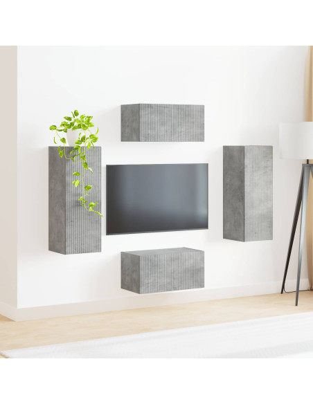 Set mobile TV 2 pcs Grigio cemento Legno multistrato