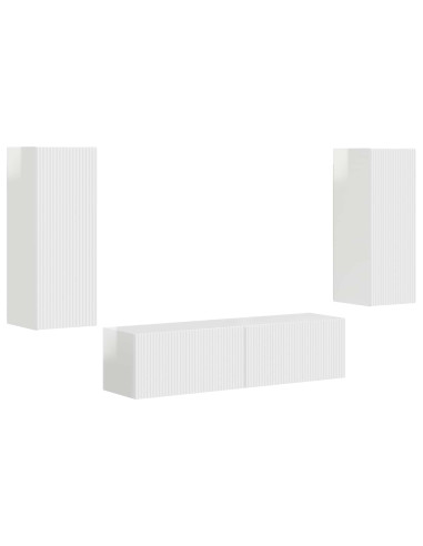 Set mobile TV 2 pcs Bianco Lucido Legno multistrato
