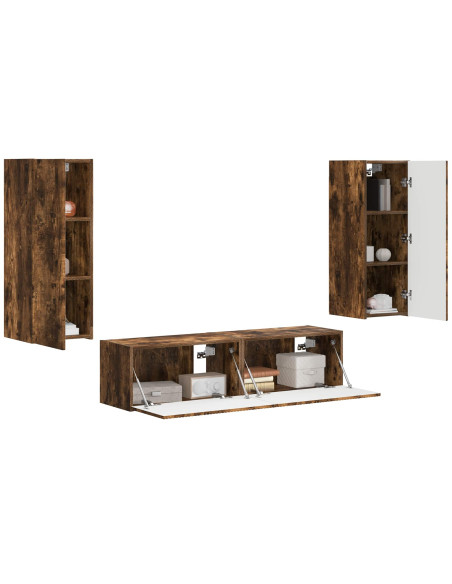 Set mobile TV 2 pcs Rovere fumé Legno multistrato