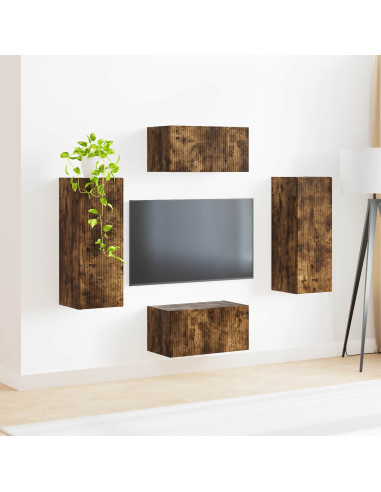 Set mobile TV 2 pcs Rovere fumé Legno multistrato