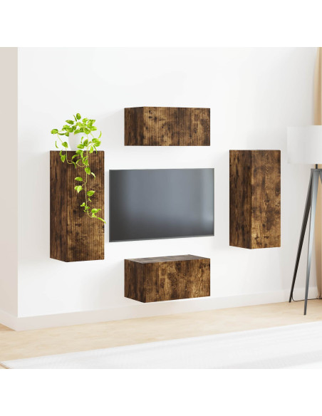 Set mobile TV 2 pcs Rovere fumé Legno multistrato