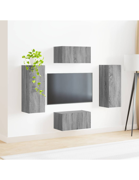 Set mobile TV 2 pcs Grigio Sonoma Legno multistrato