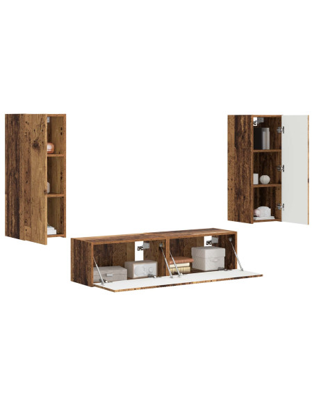 Set mobile TV 2 pcs Legno vecchio Legno multistrato