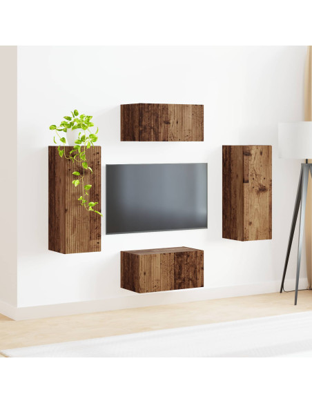 Set mobile TV 2 pcs Legno vecchio Legno multistrato