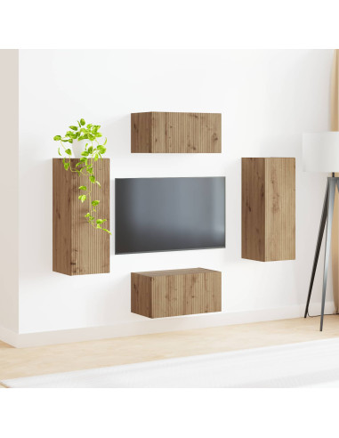 Set mobile TV 2 pcs Rovere artigianale Legno multistrato