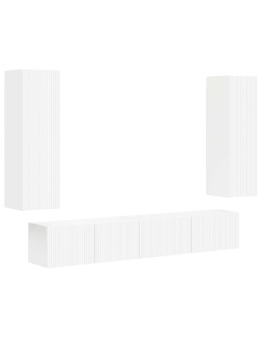 Set mobile TV Montaggio a parete 3 pcs Bianco Legno multistrato