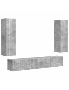 Set mobile TV 3 pcs Grigio cemento Legno multistrato 2