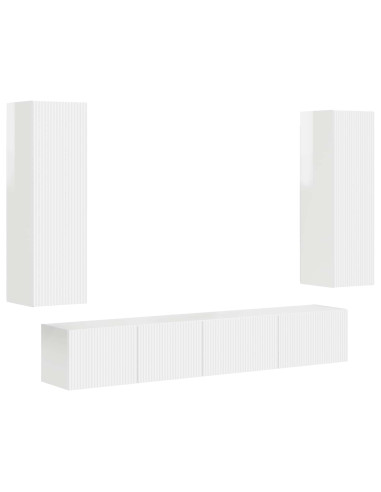 Set mobile TV 3 pcs Bianco Lucido Legno multistrato