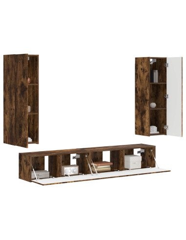 Set mobile TV 3 pcs Rovere fumé Legno multistrato