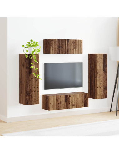 Set mobile TV 3 pcs Rovere fumé Legno multistrato