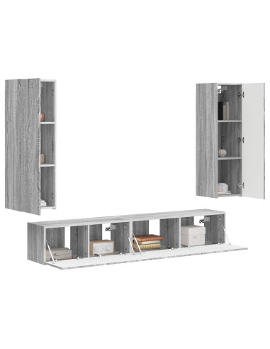 Set mobile TV 3 pcs Grigio Sonoma Legno multistrato