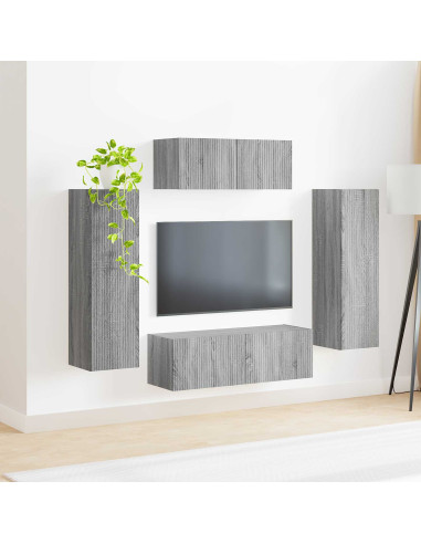 Set mobile TV 3 pcs Grigio Sonoma Legno multistrato