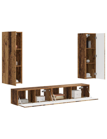 Set mobile TV 3 pcs Legno vecchio Legno multistrato