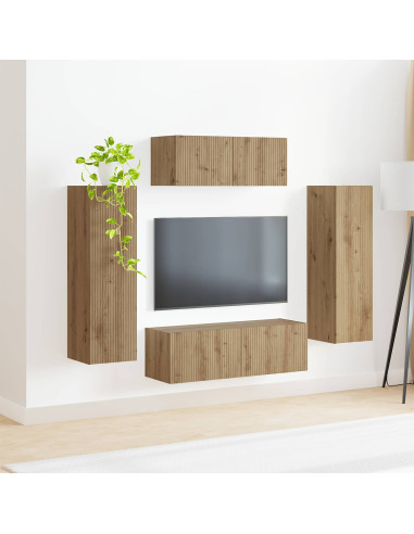 Set mobile TV 3 pcs Rovere artigianale Legno multistrato