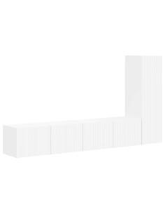 Set mobile TV Montaggio a parete 3 pcs Bianco Legno multistrato 2