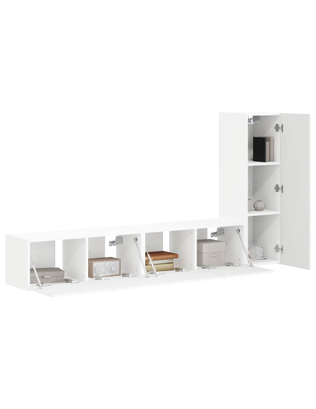 Set mobile TV Montaggio a parete 3 pcs Bianco Legno multistrato