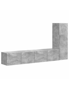 Set mobile TV 3 pcs Grigio cemento Legno multistrato 2