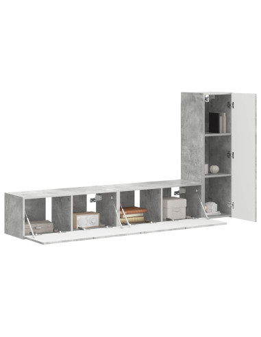 Set mobile TV 3 pcs Grigio cemento Legno multistrato