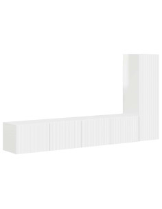 Set mobile TV 3 pcs Bianco Lucido Legno multistrato 2