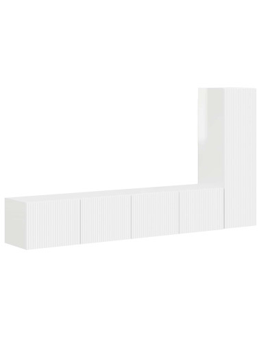 Set mobile TV 3 pcs Bianco Lucido Legno multistrato