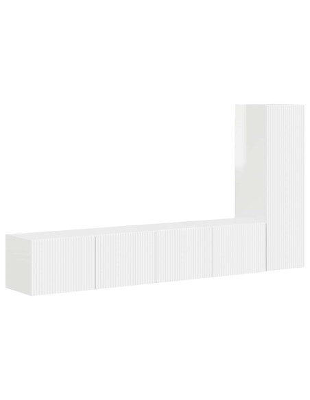 Set mobile TV 3 pcs Bianco Lucido Legno multistrato