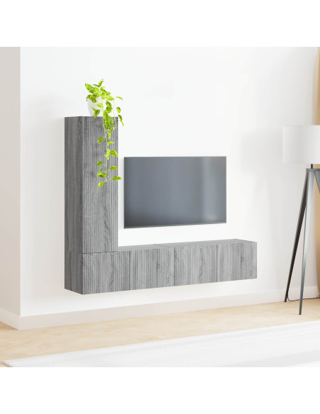 Set mobile TV 3 pcs Grigio Sonoma Legno multistrato
