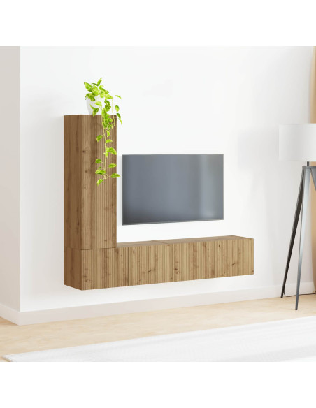 Set mobile TV 3 pcs Rovere artigianale Legno multistrato