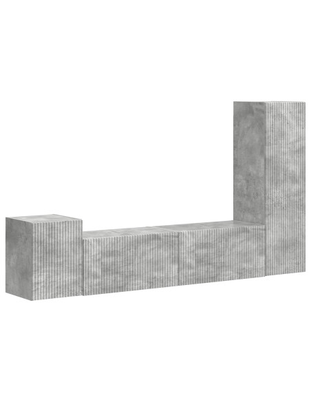 Set mobile TV 4 pcs Grigio cemento Legno multistrato