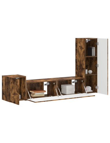 Set mobile TV 4 pcs Rovere fumé Legno multistrato