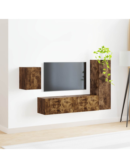 Set mobile TV 4 pcs Rovere fumé Legno multistrato