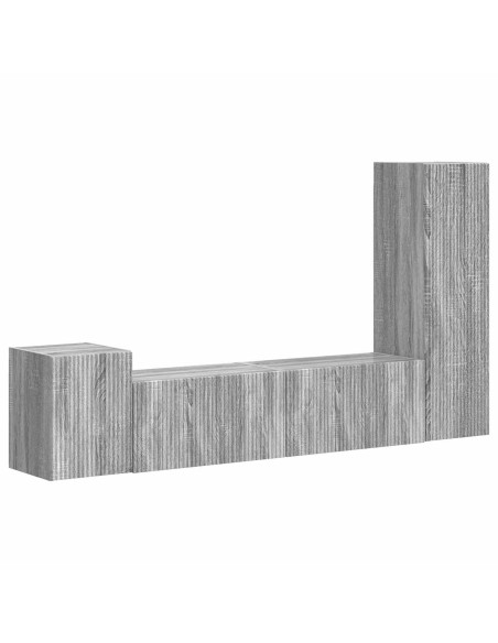 Set mobile TV 4 pcs Grigio Sonoma Legno multistrato