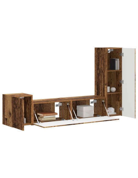 Set mobile TV 4 pcs Legno vecchio Legno multistrato