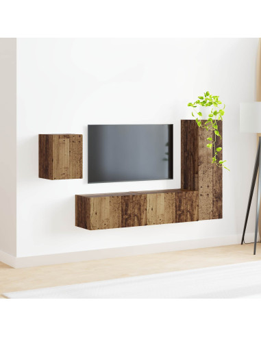 Set mobile TV 4 pcs Legno vecchio Legno multistrato