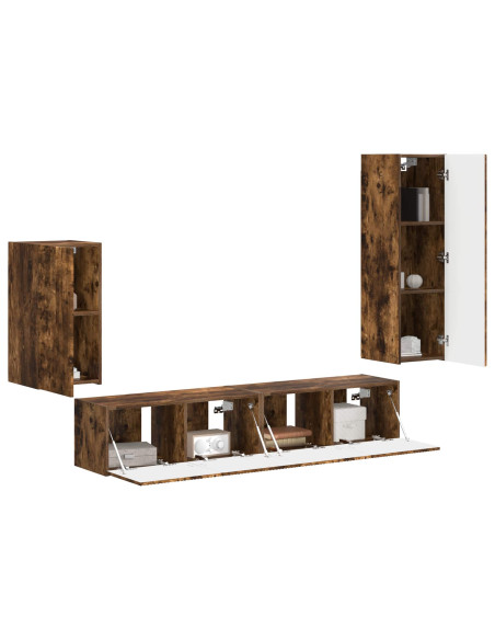 Set mobile TV 4 pcs Rovere fumé Legno multistrato