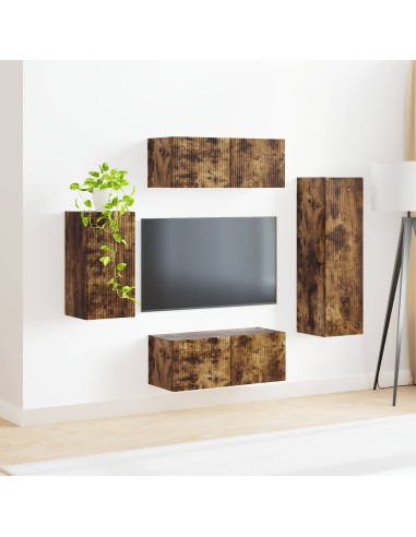 Set mobile TV 4 pcs Rovere fumé Legno multistrato