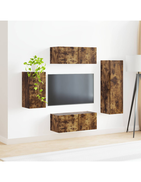 Set mobile TV 4 pcs Rovere fumé Legno multistrato