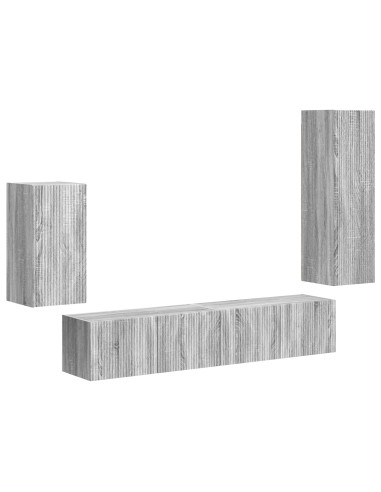 Set mobile TV 4 pcs Grigio Sonoma Legno multistrato