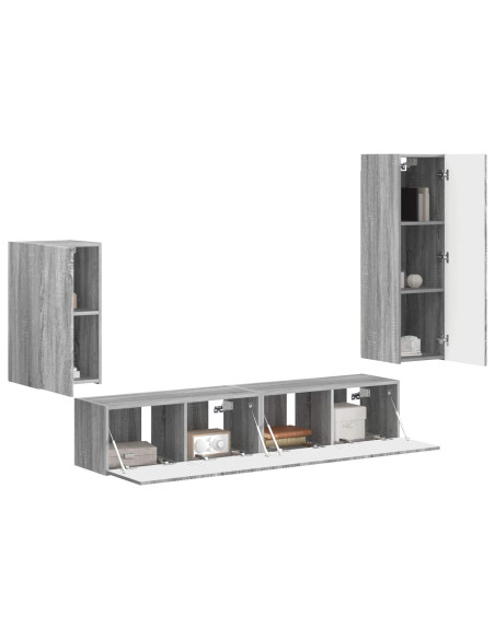 Set mobile TV 4 pcs Grigio Sonoma Legno multistrato