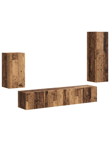 Set mobile TV 4 pcs Legno vecchio Legno multistrato