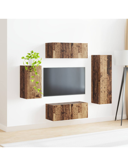 Set mobile TV 4 pcs Legno vecchio Legno multistrato