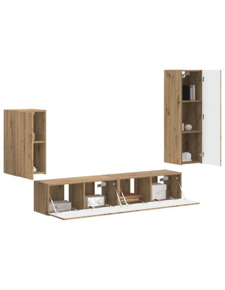 Set mobile TV 4 pcs Rovere artigianale Legno multistrato