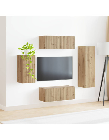 Set mobile TV 4 pcs Rovere artigianale Legno multistrato