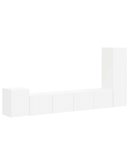 Set mobile TV Montaggio a parete 3 pcs Bianco Legno multistrato