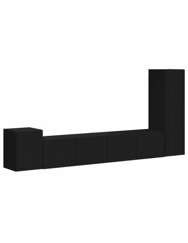 Set mobile TV Montaggio a parete 3 pcs Nero Legno multistrato
