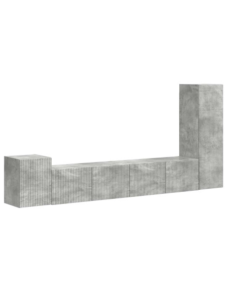 Set mobile TV 3 pcs Grigio cemento Legno multistrato